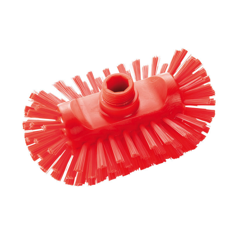 The Haug Bürsten KG BOILER BRUSH, ø 0.50mm hard (200x125x35mm), has stiff, outward radiating bristles and a central threaded hole for easy attachment of the handle - ideal for cleaning boilers.