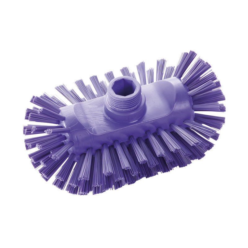 The BOILER BRUSH ø 0.50MM HARD (200x125x35mm) from Haug Bürsten KG has robust bristles and a central threaded hole for handle attachment, ideal for cleaning boilers; depicted on a white background.