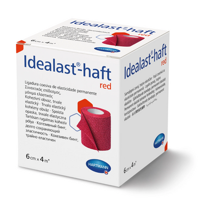 Hartmann Idealast®-haft Color, idealt bandasje med varig elastisitet i rød, 6 x 4 cm