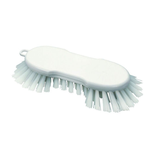 El cepillo de lavado Haug PBT blanco de Haug Bürsten KG cuenta con fibras rígidas de PBT y un mango ergonómico, ideal para una limpieza eficaz de superficies. Dimensiones: 225 x 72 x 55 mm.