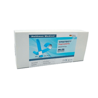One box of Holthaus Ypsitect® Finger Bandages—detectable finger bandages from Holthaus Medical GmbH & Co. KG—contains 50 elastic finger bandages measuring 2.5 x 18 cm. The packaging features a white background with blue and gray design elements and informational text, including “Made in Germany.” Ideal for reliable wound care.