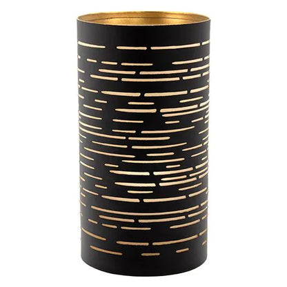 Papstar Portavelas Securit® Ø 8 cm x 15 cm negro/oro
