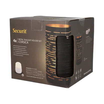 Papstar Portavelas Securit® Ø 8 cm x 15 cm negro/oro