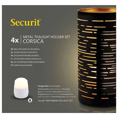 Papstar Portavelas Securit® Ø 8 cm x 15 cm negro/oro