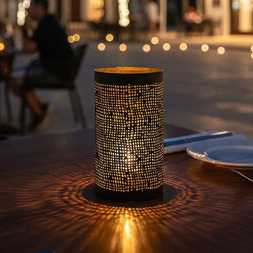 Papstar Portavelas Securit® Ø 8 cm x 15 cm negro/oro