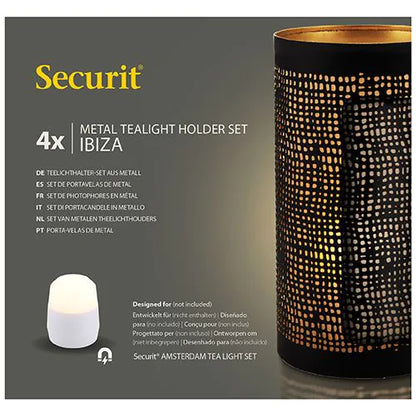 Papstar Portavelas Securit® Ø 8 cm x 15 cm negro/oro