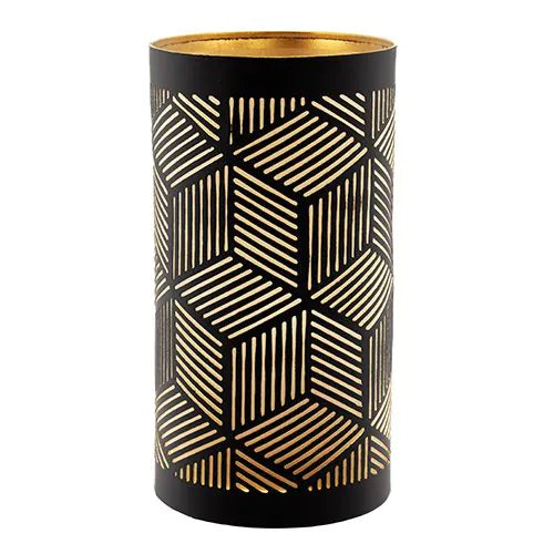 Papstar Portavelas Securit® Ø 8 cm x 15 cm negro/oro