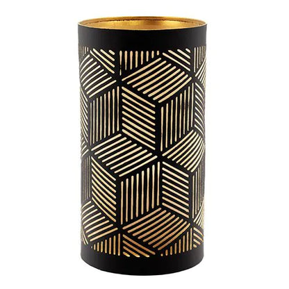 Papstar Portavelas Securit® Ø 8 cm x 15 cm negro/oro
