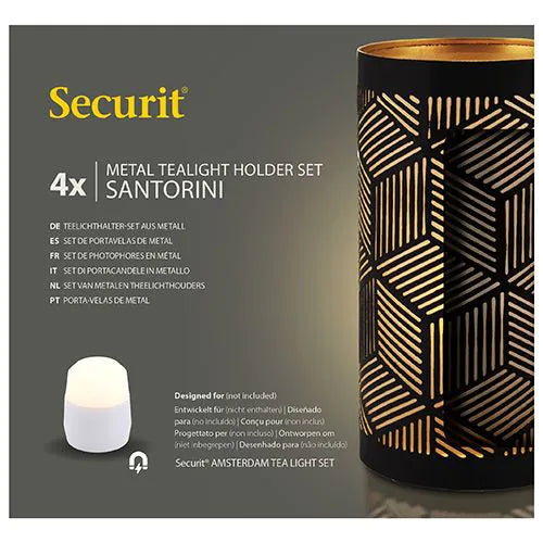 Papstar Portavelas Securit® Ø 8 cm x 15 cm negro/oro