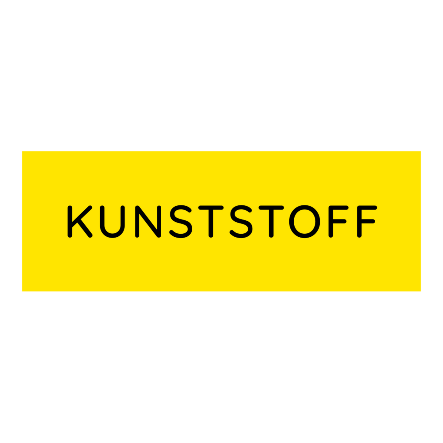 Der Novocal Farbiger Wertstoffaufkleber klein, mit Text: Kunststoff (Gelb) zeigt "KUNSTSTOFF" in schwarzen Großbuchstaben auf leuchtend gelbem Hintergrund - perfekt für eine klare Mülltrennung. Packung (1 Stück), Marke: Novocal.