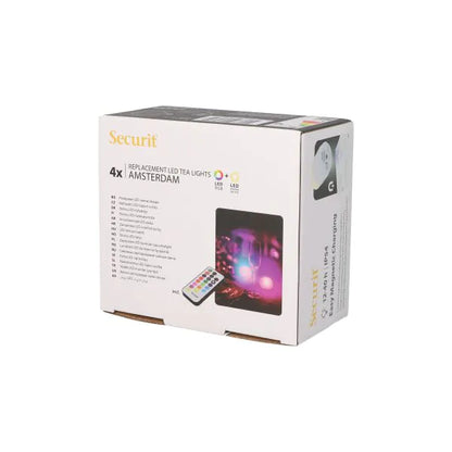 Papstar Pack de recambio de 4 velas LED Securit® Ø 4 cm x 5 cm "Amsterdam" tiempo de iluminación 12-40 horas