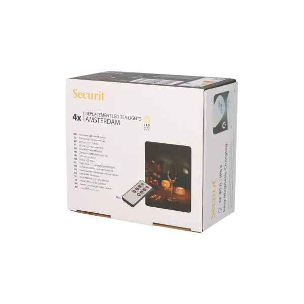 Papstar Pack de recambio de 4 velas LED Securit® Ø 4 cm x 5 cm "Amsterdam" tiempo de iluminación 12-40 horas