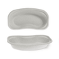 Two Meditrade BeeSana® kidney trays made of disposable paper pulp on a white background, one viewed from above and the other from the side.