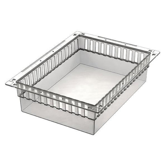 Das Novocal PC-Modul ist ein transparenter, teilbarer, rechteckiger Kunststoffbehälter mit geschlitzten Seiten und flachem Boden, mit den Maßen 400 x 300 x 100 mm (BxTxH) inkl. Auszugsstopps. Auszugsstopps - perfekt für die PC-Aufbewahrung und Organisation. Verpackung: 1 Stück.