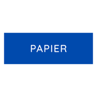 La etiqueta adhesiva de colores para materiales reciclables Novocal, tamaño pequeño (1 unidad), en color azul con la inscripción «PAPIER» en blanco, es ideal para identificar y organizar los residuos de papel en el proceso de reciclaje.