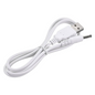 A *Pluslife* USB cable in white, with a standard USB-A plug on one end and a cylindrical DC power plug on the other end, features a robust design. It is neatly coiled on a white background and resembles the sleek *Pluslife charging cable USB to 3.5 mm*.