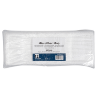 The Abena Re-Seller GmbH Standard Microfiber Mop, White, is a rectangular 40-cm refill pack of 5 with a blue-and-white label—ideal for sustainable cleaning.