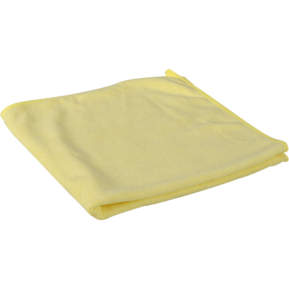 The Abena Re-Seller GmbH ENA Soft microfiber cloth (40x40 cm) in yellow lies folded on a white background - ideal for gentle and effective car care.