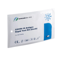 One sealed package of Safecare LAIENTEST 1-Pack COVID-19 Antigen Rapid Test Kit (1 piece). The label displays text indicating that this is a self-test kit, and the CE mark and other certification marks are visible. The package contains a single test.