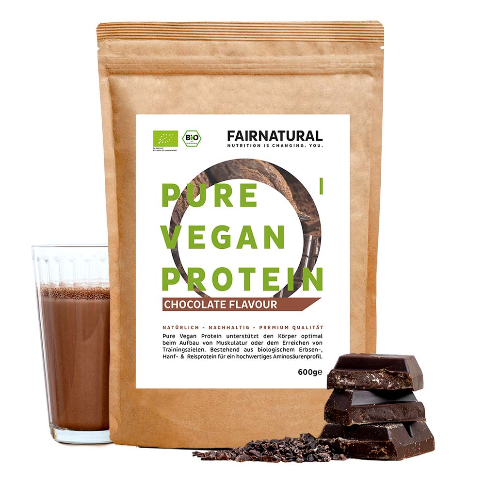 Chocolate en polvo proteico vegano ecológico sin soja