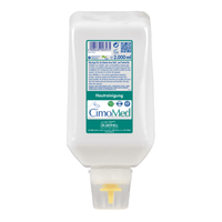 A 2000 ml white plastic bottle Dr. Schnell CIMOMED Hand Wash Gel, fragrance- and dye-free, for skin cleansing, by DR.SCHNELL GmbH & Co. KGaA; with a green-and-blue label and a yellow dispenser nozzle—ideal for sensitive skin.