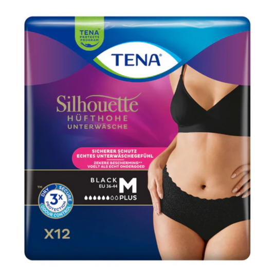 Tena silhouette plus black incontinence pants size. M | Pack (12 pieces)