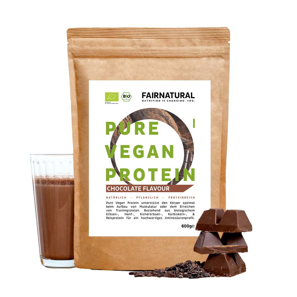 Chocolate en polvo proteico vegano ecológico sin soja