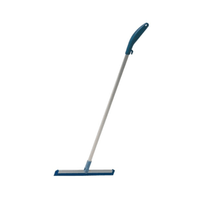 The Vileda Professional Sweeper from Vileda GmbH features an elegant blue-and-white design with a long handle and a rubber cleaning lip, making it ideal for cleaning surfaces. Its angled handle has a convenient hole for hanging, while the blade is attached horizontally to the base.