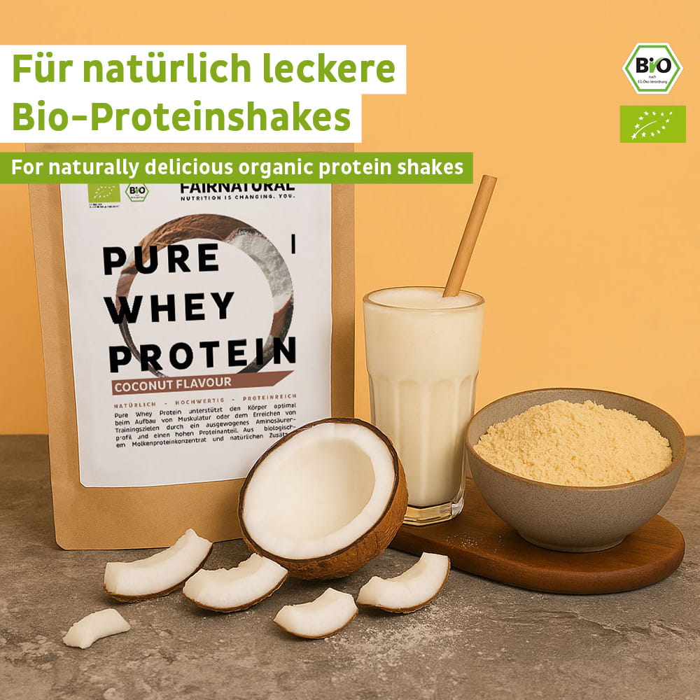Organic whey protein powder coconut