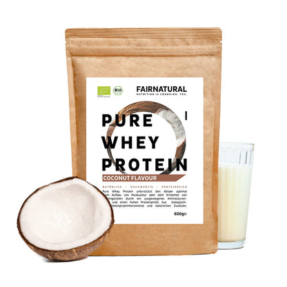 Organic whey protein powder coconut
