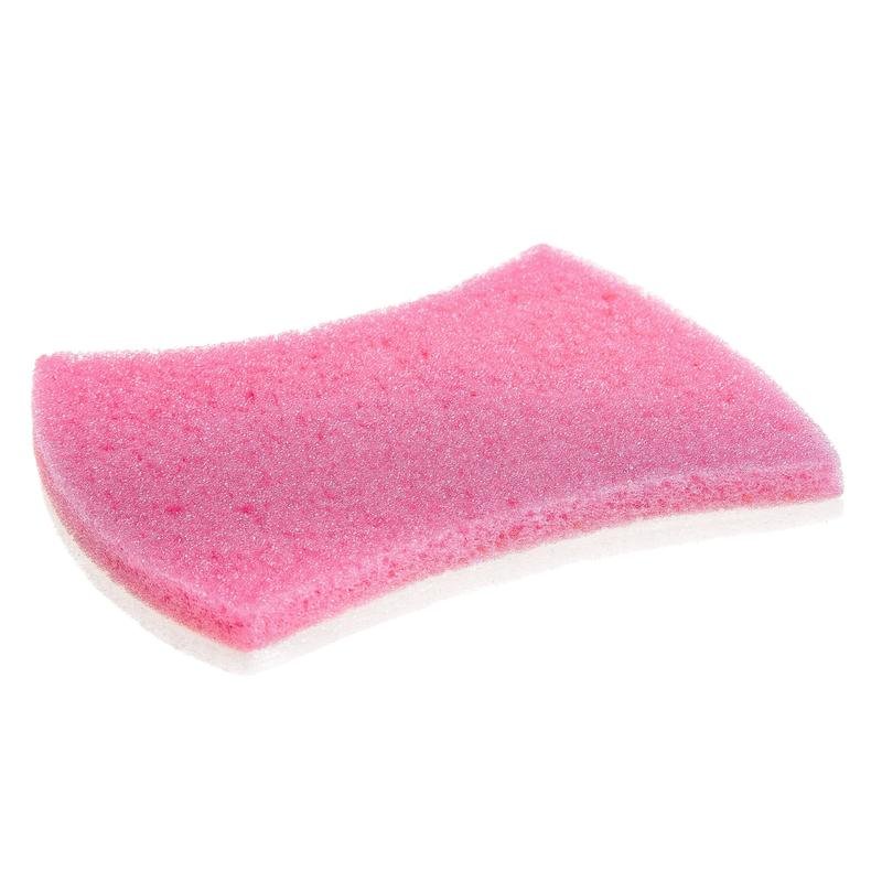 Pictured is a single pink Scotch-Brite® Bath XXL cleaning sponge for the bathroom from 3M Deutschland GmbH. With curved sides, it removes limescale deposits and keeps surfaces spotless - ideal as a bathroom sponge. 1 piece per pack.