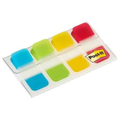 Un paquete de Post-it® Index Strong Ablagetabs, Mini (amarillo, rojo, azul, verde), 15,8 mm x 38,1 mm, 40 tiras adhesivas/dispensador de 3M Deutschland GmbH - ideal para organizar documentos.