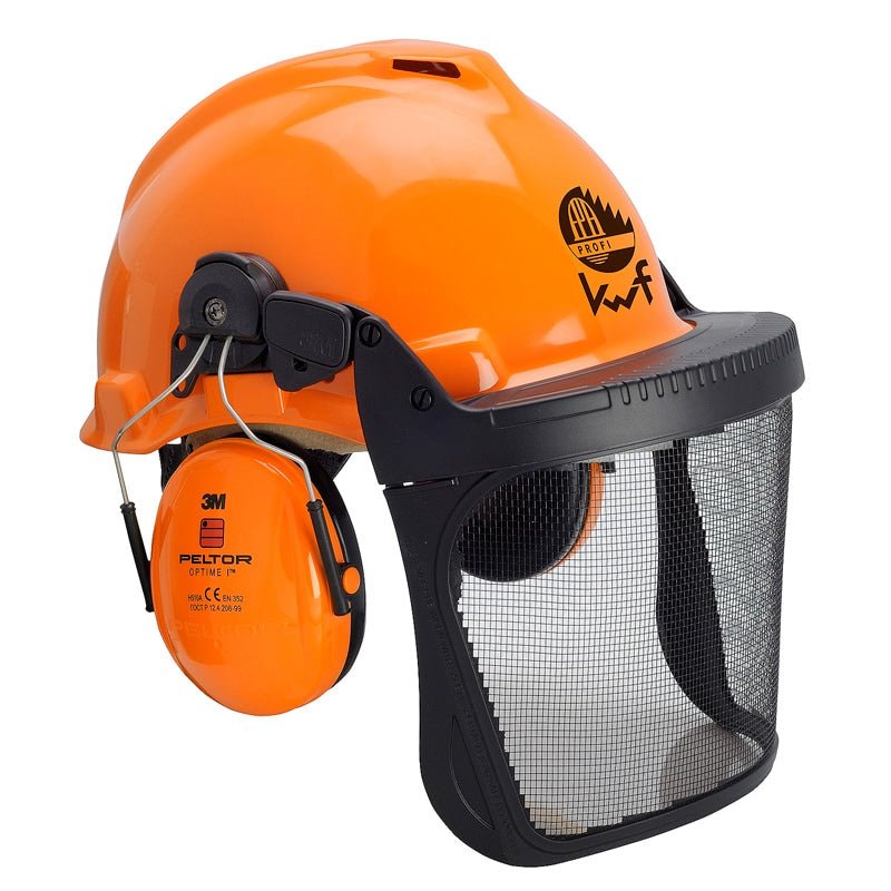 Combinación forestal 3M™, casco de seguridad G3000 en naranja, orejeras H31, montura FH1 y visera de malla 5C, KWF, G3000MOR31FH15C FPA | Paquete (1 pieza)