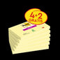 Notas súper adhesivas Post-it®, amarillas, 76 mm x 127 mm, promoción, 90 hojas por bloc, 4 blocs + 2 gratis por paquete, 100 % PEFC, SGSCH-PEFC-COC-110078 | Paquete (6 piezas)
