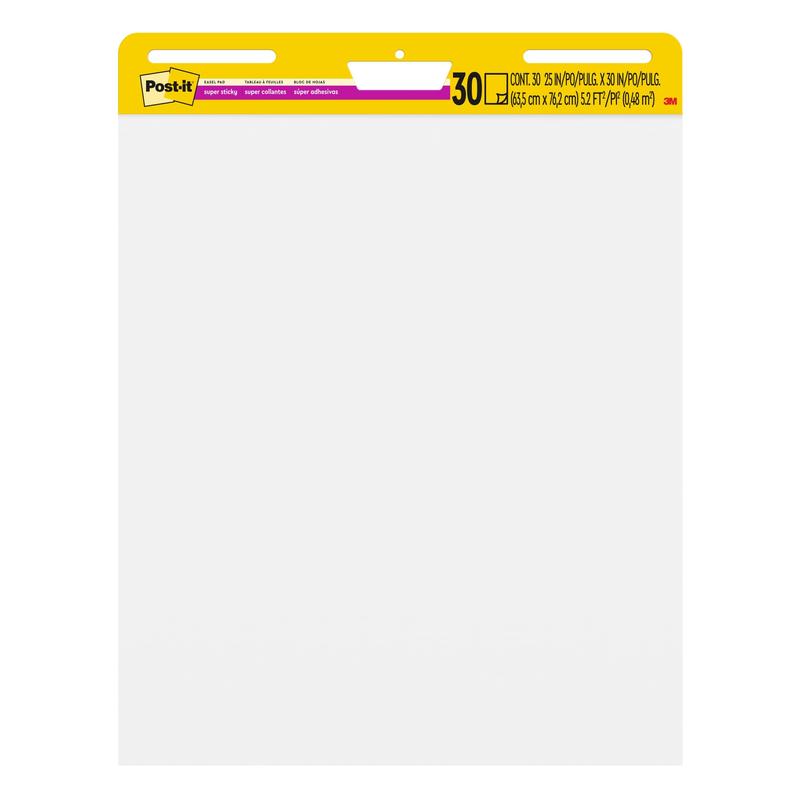 Rotafolio/gráfico de reuniones autoadhesivo súper adhesivo Post-it® 559P-3, blanco, 63,5 cm x 76,2 cm, promoción, 2 blocs + 1 gratis/paquete, 100 % PEFC, SGSCH-PEFC-COC-110078 | Paquete (1 pieza)
