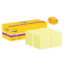 Notas súper adhesivas Post-it®, amarillas, 76 mm x 76 mm, promoción, 90 hojas/bloc, 12 blocs + 12 gratis/paquete, embalaje de cartón, 100 % PEFC, SGSCH-PEFC-COC-110078 | Paquete (24 piezas)