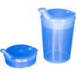Juego de vasitos para sorber NITRAS, polipropileno, azul, 3 piezas, 1 vaso de capacidad 250 ml, 1 abertura de tapa 12x10 mm, 1 abertura de tapa 4x4 mm, caja de 50 juegos | Caja (1 paquete)