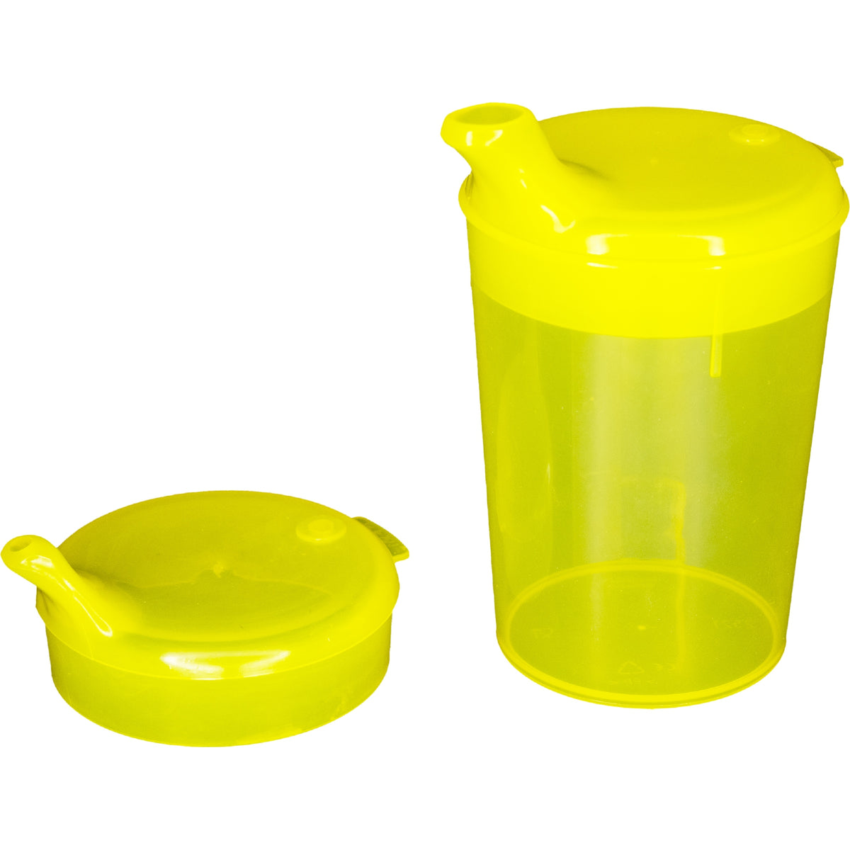 NITRAS sippy cup set, polypropylene, yellow, 3 pieces, 1 cup capacity 250 ml, 1 lid opening 12x10 mm, 1 lid opening 4x4 mm, box of 50 sets | Carton (1 pack)