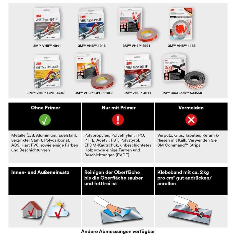 3M™ VHB™ Tape 4941 Grå - Høyytelses selvklebende tape